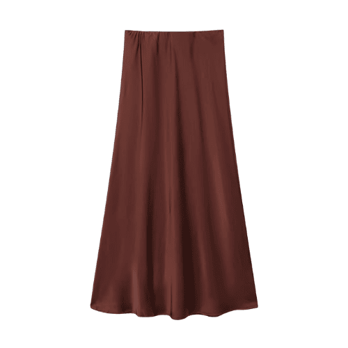 Satin High-Waisted Midi Skirt