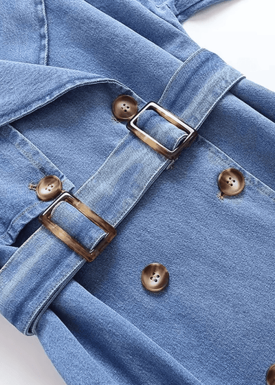 Double-Breasted Denim Trench Coat