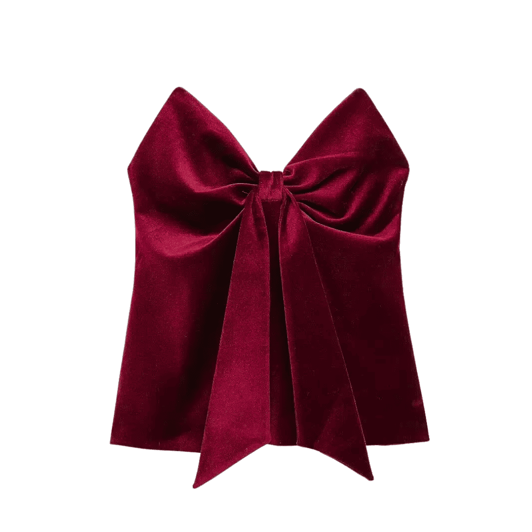 Velvet Bow Back Crop Top