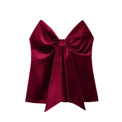 Velvet Bow Back Crop Top