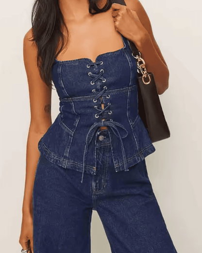 Chic Denim Bustier Top