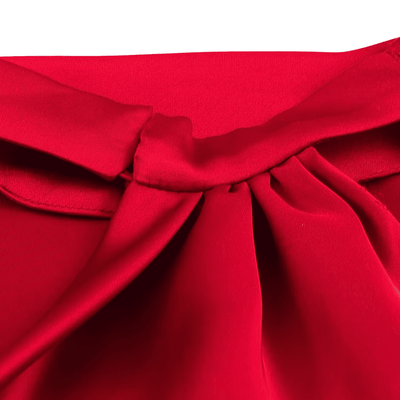 Red Satin Drape Maxi Dress