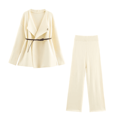 Cozy Ribbed Knit Trousers Set