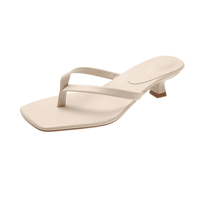 Square Toe Thong Heel Sandals
