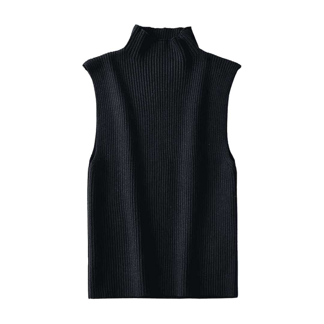 Mock-Neck Ribbed Knit Top
