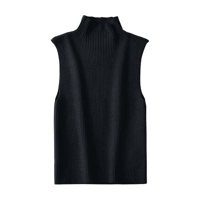 Mock-Neck Ribbed Knit Top