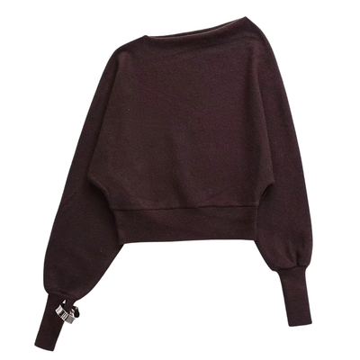 Off-Shoulder Metal Detail Knit