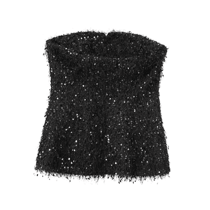 Schwarzes Pailletten-Federtop