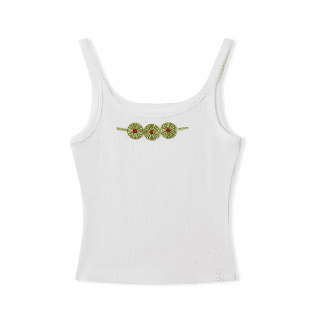 Embroidered Cotton Ribbed Tank Top