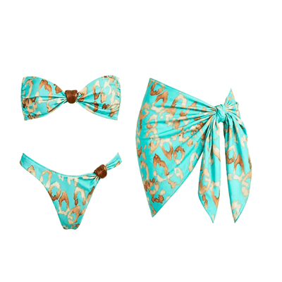 Leopard Print Bikini Sarong Set