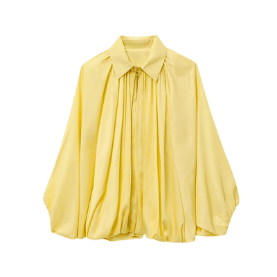 Jacke mit Plissée und Ballonärmeln zum Reißverschluss