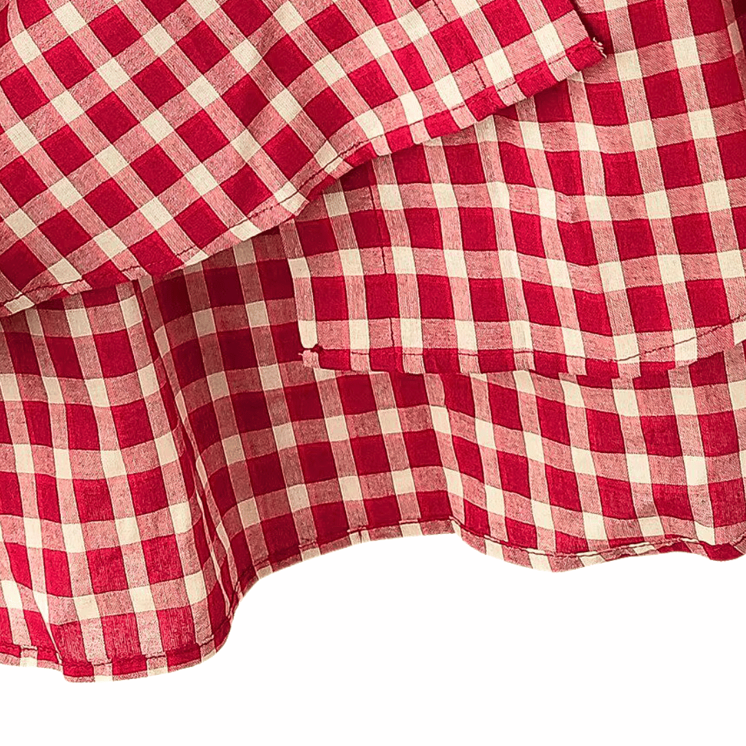 Red Plaid Oversized Shirt – Casual Check Flannel Blouse