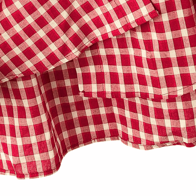 Red Plaid Oversized Shirt – Casual Check Flannel Blouse