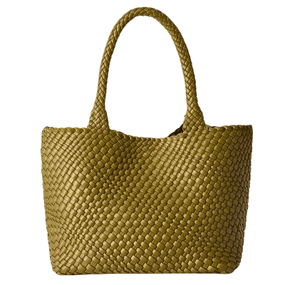Woven Faux Leather Tote