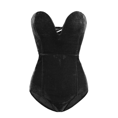 Velvet Plunge Corset Bodysuit