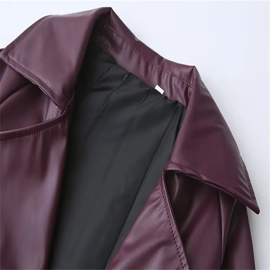 Draped Faux Leather Jacket
