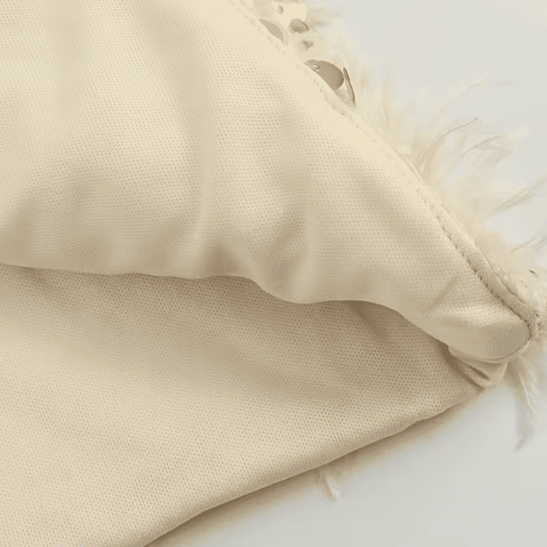 Feathered Sequin Strapless Bandeau