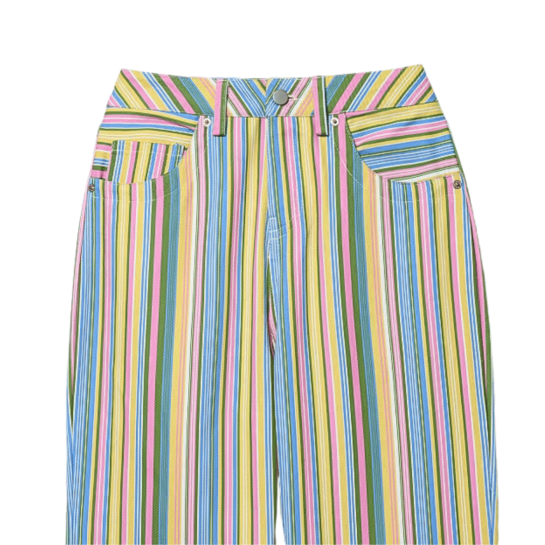 Striped Denim High-Waist Jeans