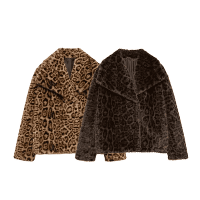 Leopard Print Faux Fur Jacket