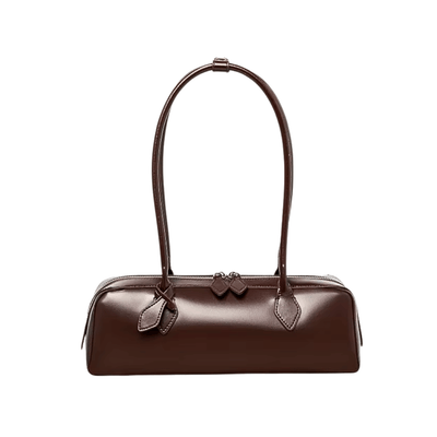 Leather Barrel Shoulder Bag – Minimalist East-West Handbag