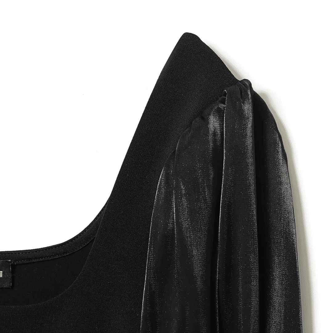 Black Satin Sleeve Top