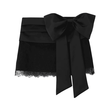 Oversized Bow Lace Mini Skirt
