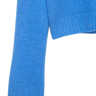 Zip-Up Collared Knit Sweater – Blue Knit Cardigan Jacket