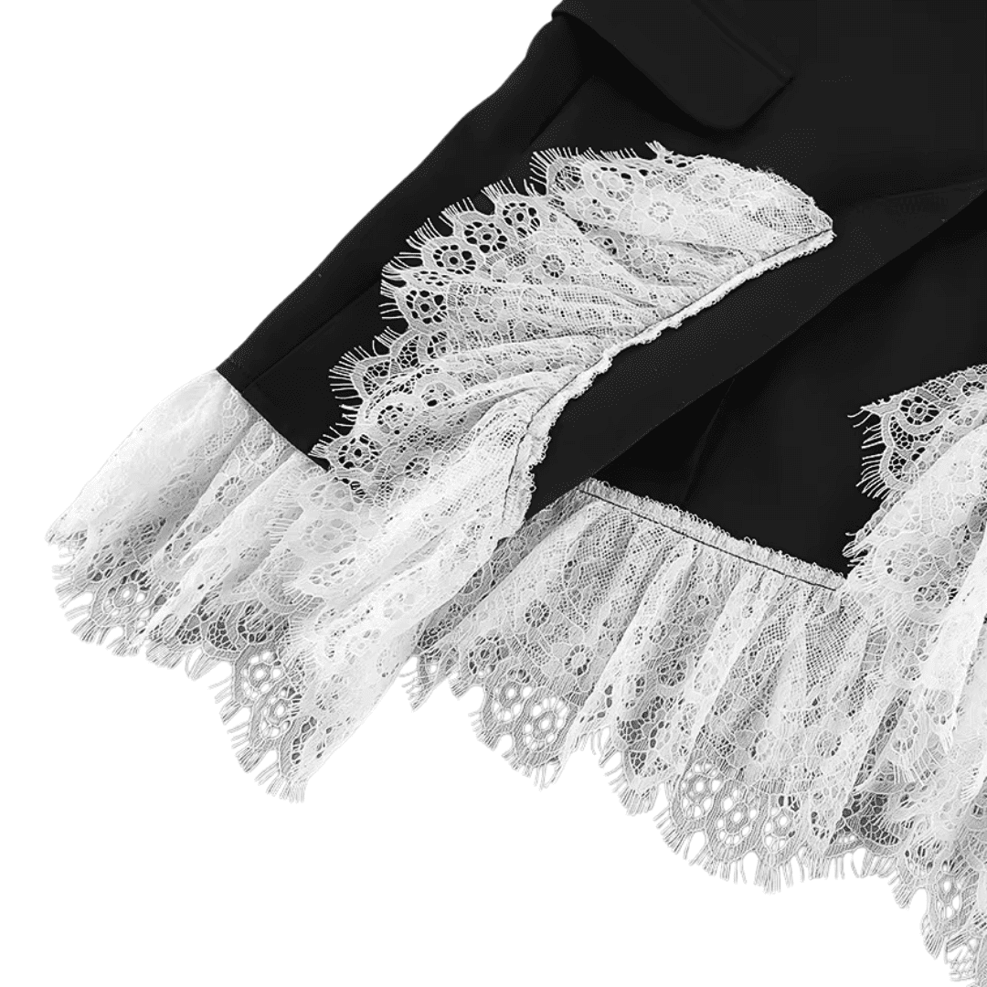 Lace Hem Black Peplum Blazer