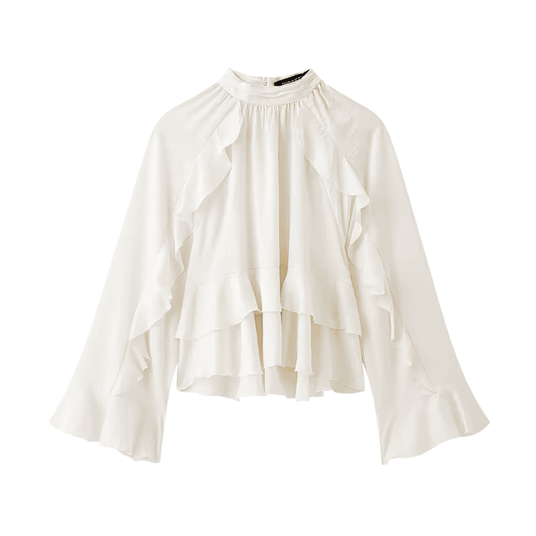 Chiffonbluse mit ausgestellten Ärmeln