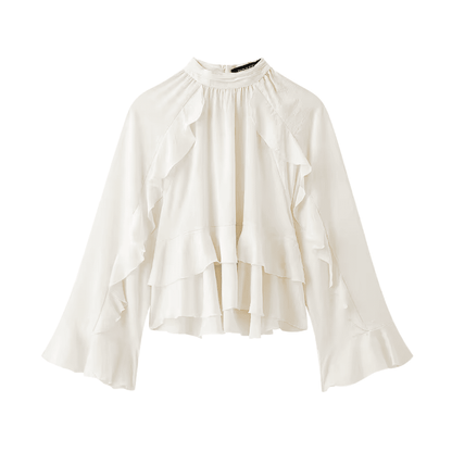 Chiffonbluse mit ausgestellten Ärmeln