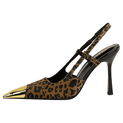 Metal Toe Slingback Heels