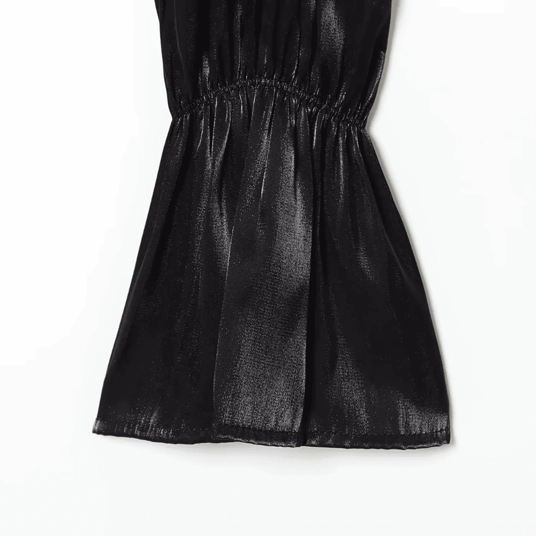 Black Satin Sleeve Top