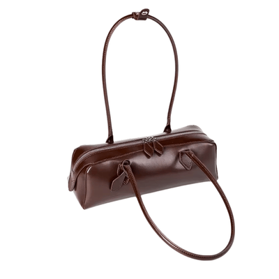 Leather Barrel Shoulder Bag – Minimalist East-West Handbag