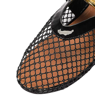 Sheer Mesh Pointed Ballerina Flats