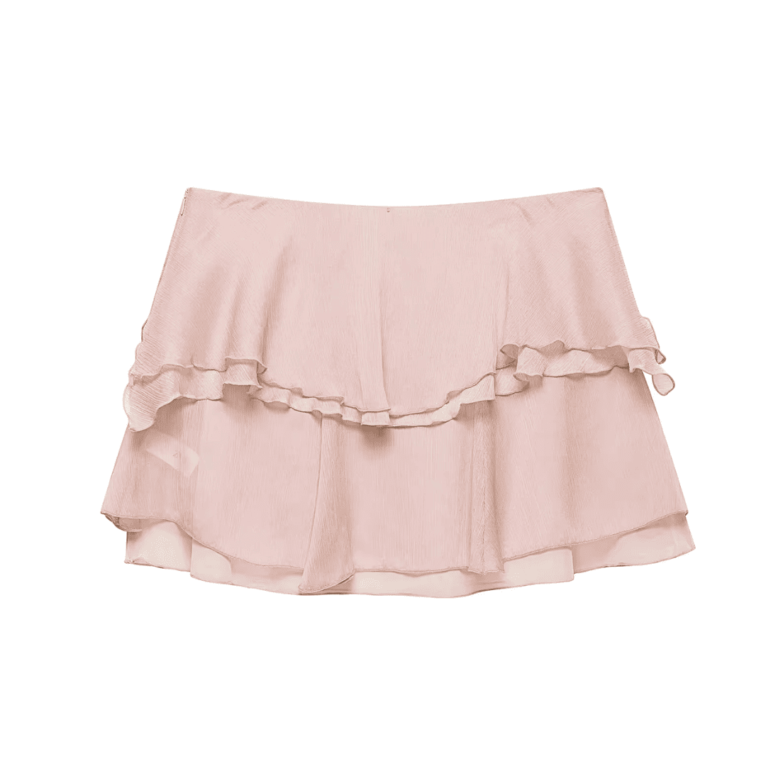 Pinkfarbener Minirock-Set in Pastell