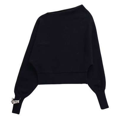 Off-Shoulder Metal Detail Knit