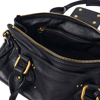 Luxuriöse schwarze Vorhängeschloss-Umhängetasche