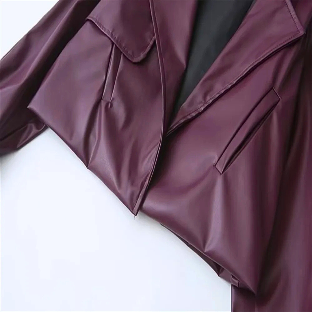 Draped Faux Leather Jacket