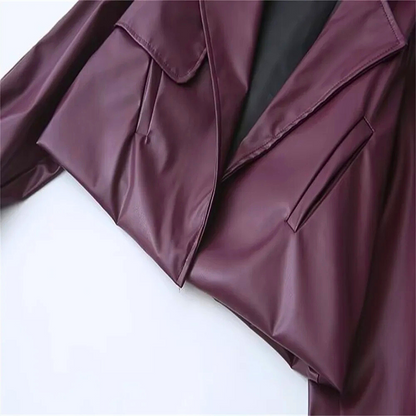 Draped Faux Leather Jacket