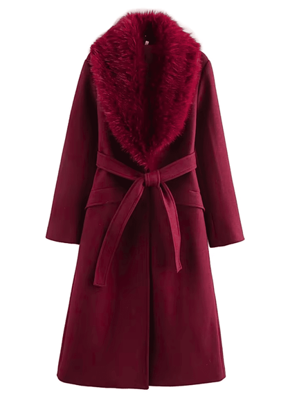Faux-Fur Collar Wool Coat