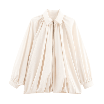 Jacke mit Plissée und Ballonärmeln zum Reißverschluss