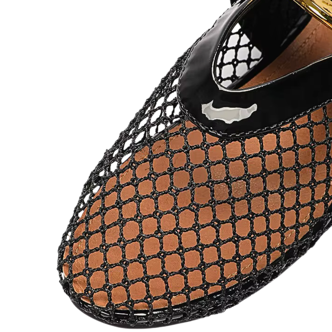Sheer Mesh Pointed Ballerina Flats