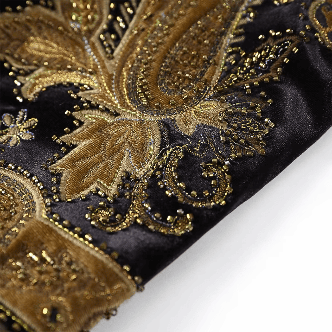 Embroidered Velvet Fur Vest