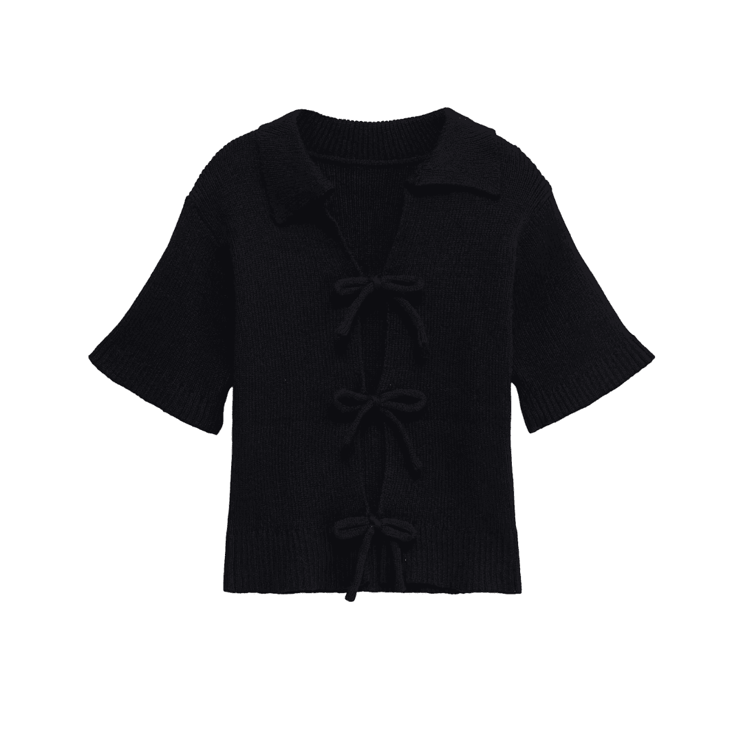 Ribbed Bow Front Top