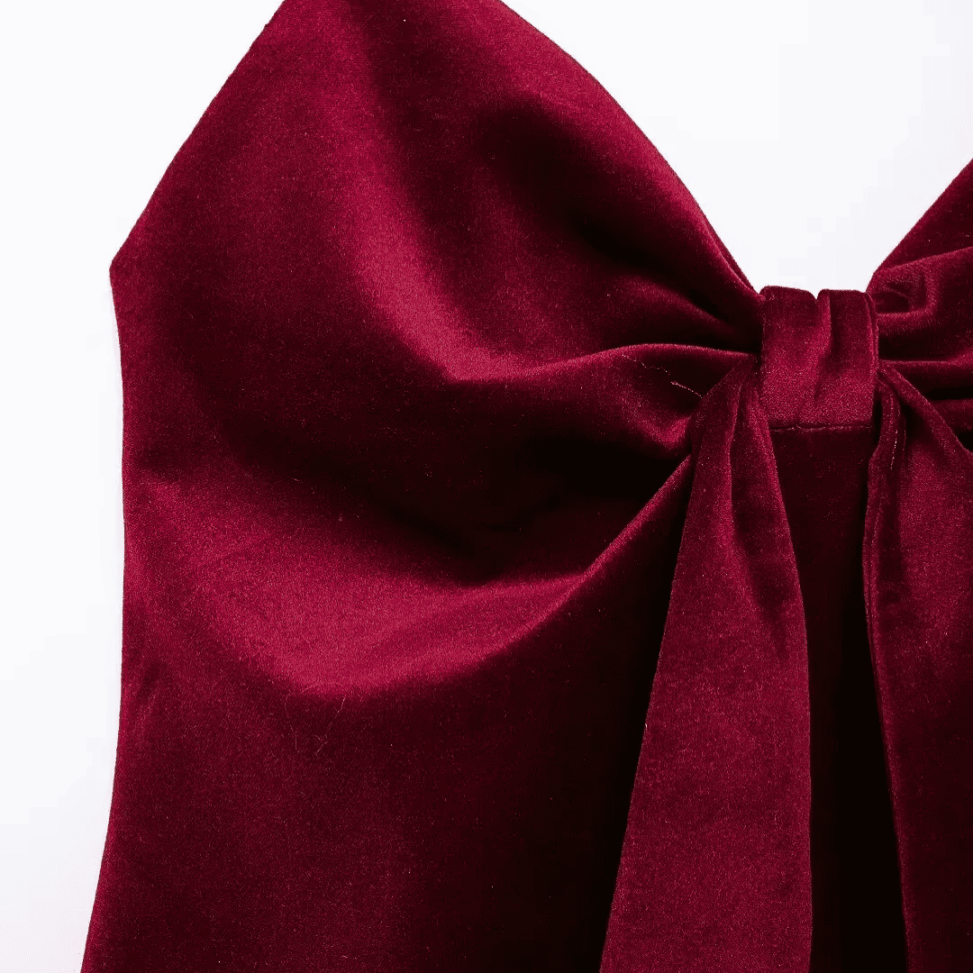 Velvet Bow Back Crop Top