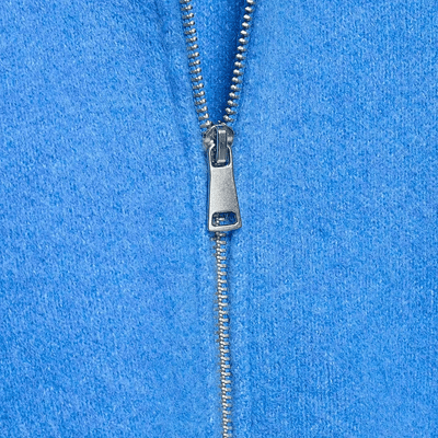 Zip-Up Collared Knit Sweater – Blue Knit Cardigan Jacket