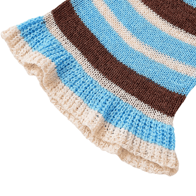 Striped Peplum Knit Tank Top – Crochet Sleeveless Cami