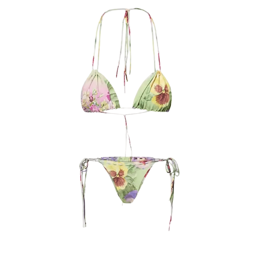Floral Beaded 3-Piece Bikini Set