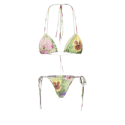 Floral Beaded 3-Piece Bikini Set