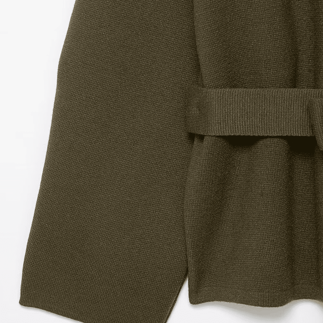 Olive Belted Knit Cardigan Jacket